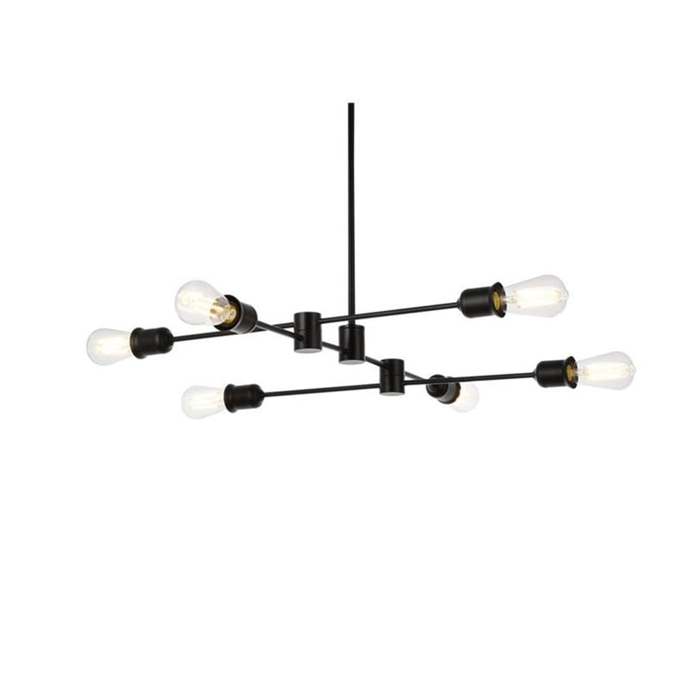 Living District Indoor Modern Home Decorative Bright Ceiling Xavier 6 Lights Pendant in Black
