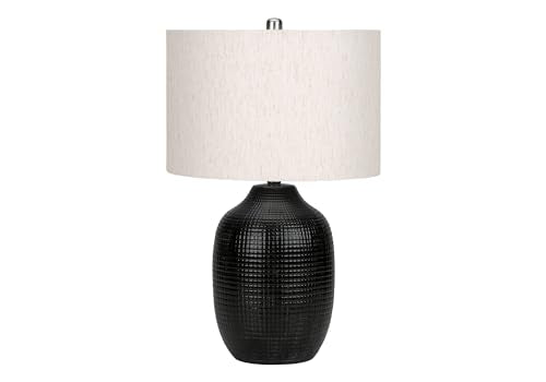 Monarch Specialties I 9705 Lightingtable Lamp, Black Ceramic, Ivory/Cream Shade, Contemporary, Modern