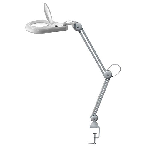 ENKAY Illumify LED Lighted Desk Magnifying Lamp, Metal, White, Model 2980, with Clamp