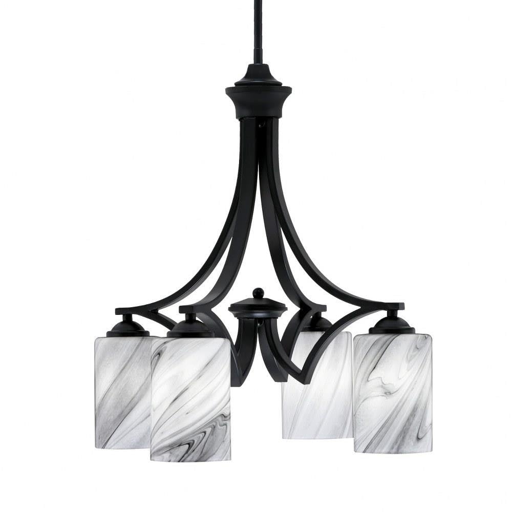 Toltec Lighting 568-Mb-3009 Zilo - 4 Light Downlight Chandelier-20.75 Inches Tall And 19 Inches Wide, Finish Color: Matte Black, Glass Color: Onyx Swirl