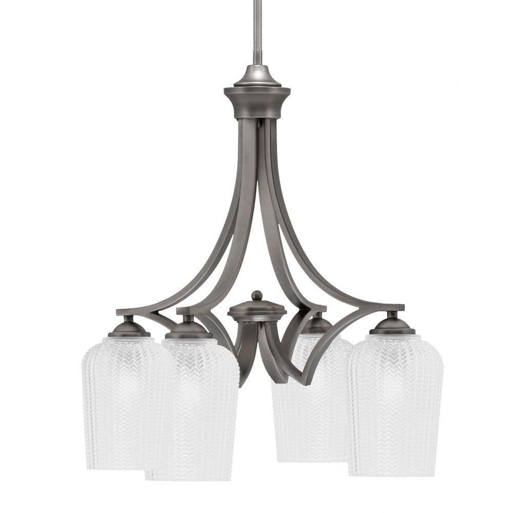 Toltec Lighting 568-Gp-4250 Zilo - 4 Light Downlight Chandelier-22 Inches Tall And 20 Inches Wide, Finish Color: Graphite, Glass Color: Clear Textured