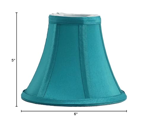 Urbanest Teal Silk Bell Chandelier Lamp Shade, Clip-on, 3 x 6 x 5 inches, Set of 1