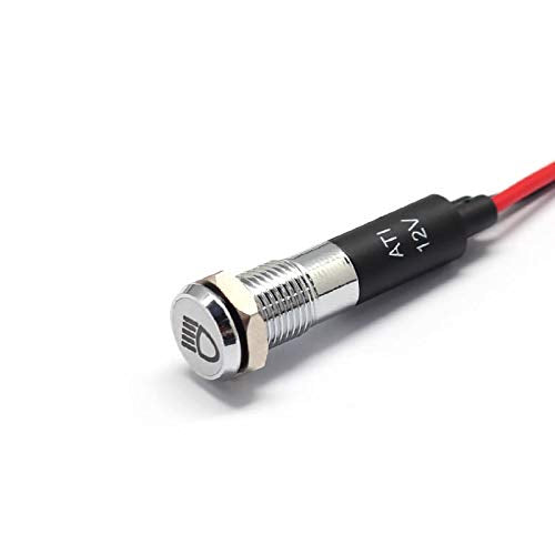 Alpinetech PL8MS 8mm 12V LED Metal Signal Indicator Dash Light - Low Beam