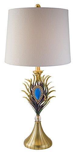 OK Lighting Peacock Plume Table Lamp, Gold Resin, Model OK-4268T