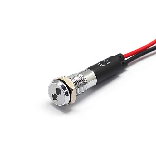 Alpinetech PL8MS 12V LED Metal Signal Indicator Dash Light - Hazard Light, 8mm, 5/16in