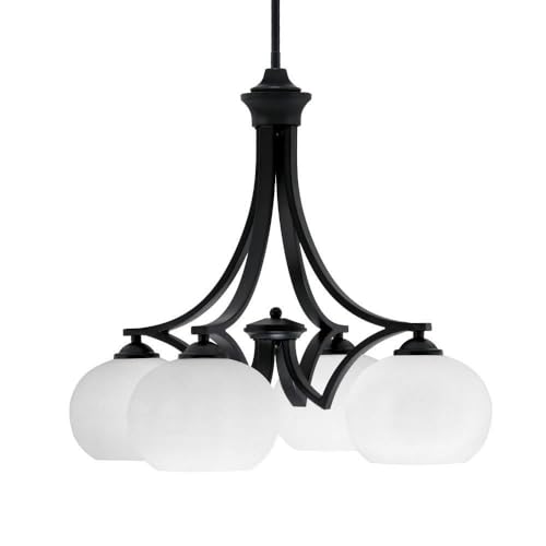 Toltec Lighting 568-Mb-212 Zilo - 4 Light Downlight Chandelier-17.25 Inches Tall And 22 Inches Wide, Finish Color: Matte Black, Glass Color: White Muslin