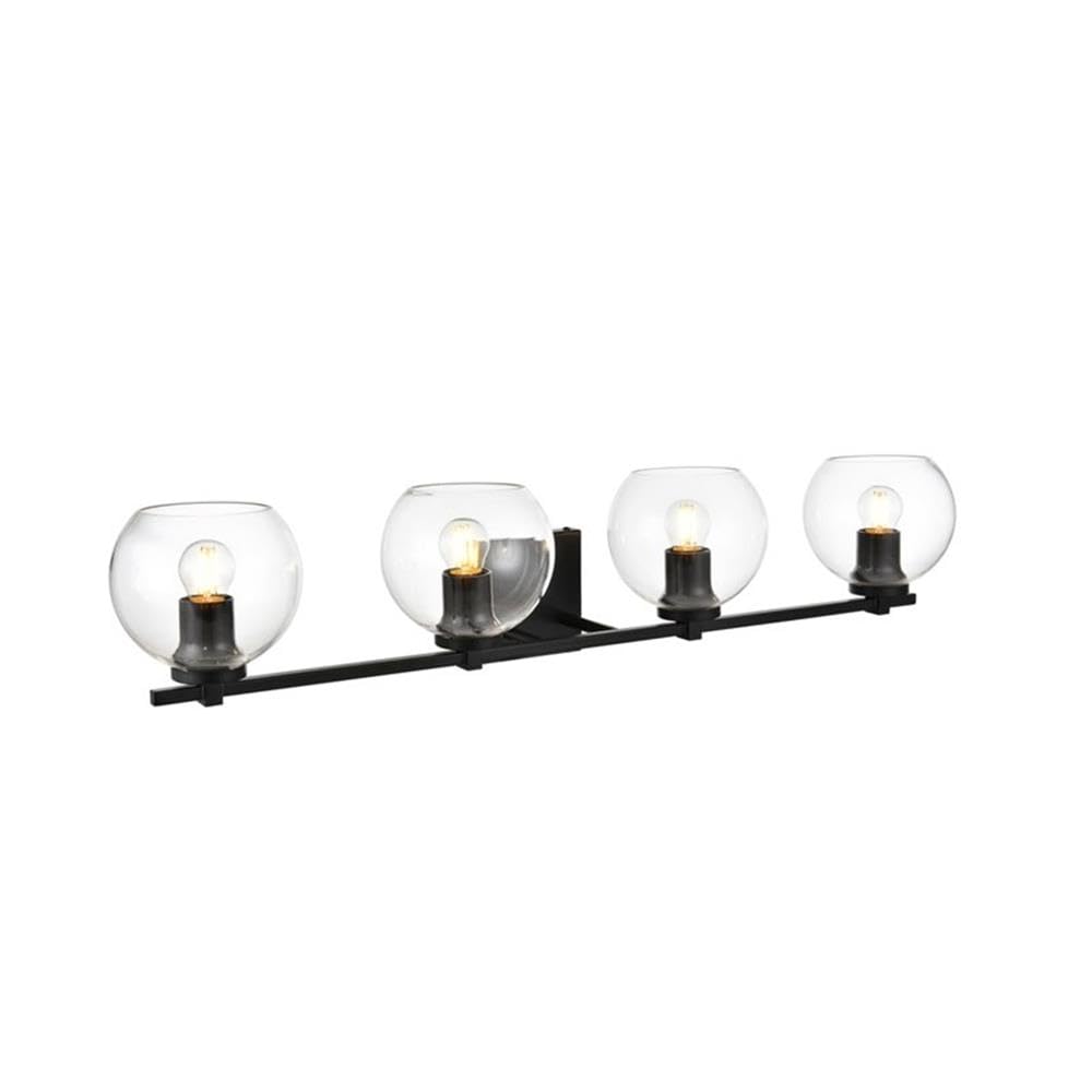 Living District Juelz 4-Light Iron & Glass Bath Sconce in Black/Clear