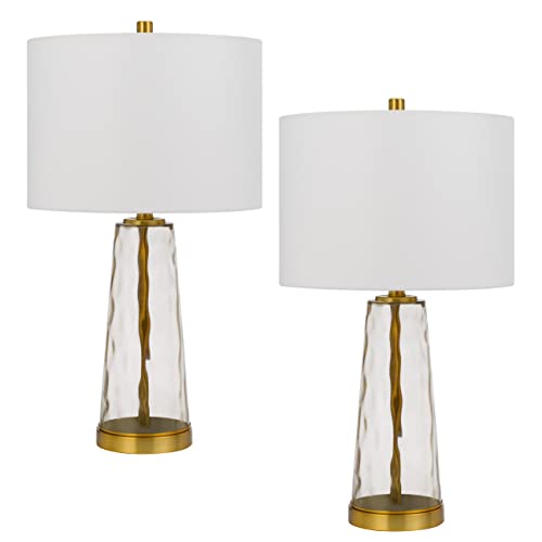 Cal Heber Glass Table Lamp Pair, 100W, Antique Brass/Glass, Model BO-3059TB-2