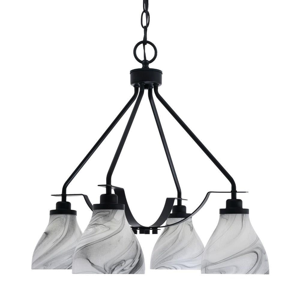 Toltec Lighting 2604-Mb-4769 Odyssey - 3 Light Downlight Chandelier-22.25 Inches Tall And 18 Inches Wide, Finish Color: Matte Black, Glass Color: Onyx Swirl