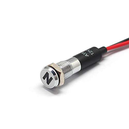 Alpinetech PL8MS LED Metal Signal Indicator Dash Light, 8mm, 12V, Neutral