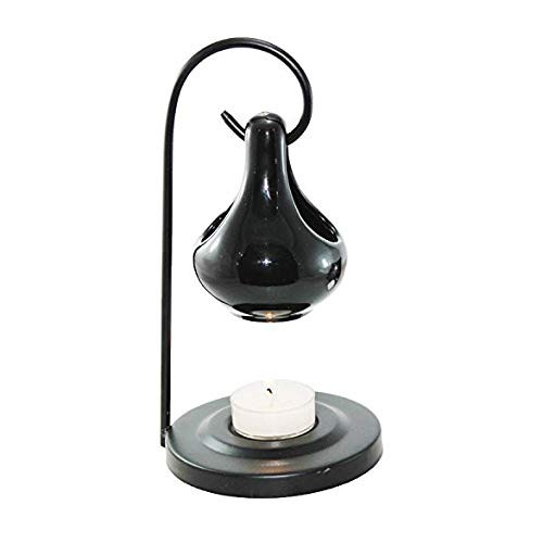 BRAHMZ Ceramic Hanging Candle Aroma Diffuser Burner for Office Room Home Decoration with 2 Candles (Black)