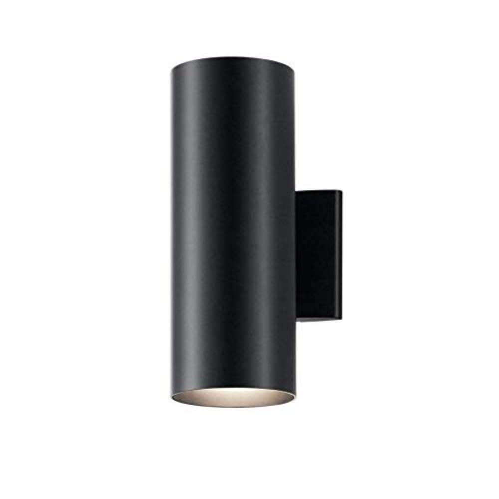 Kichler 2-Light Outdoor Wall Sconce, Black Aluminum Cylinder Fixture, 12in H x 5in W, Model 9244BK