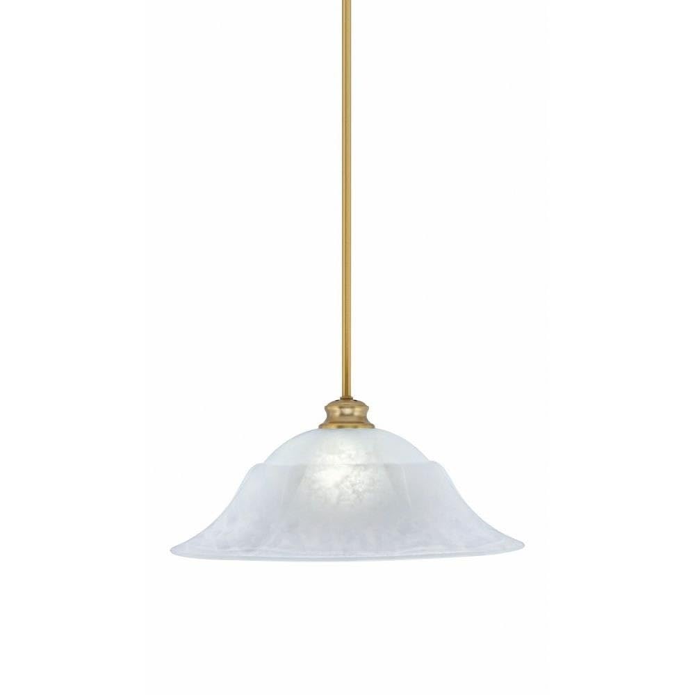 Toltec Lighting 72-NAB-53815 Stem - 1 Light Pendant with Hang Straight Swivel-9.5 Inches Tall and 20 Inches Wide, Finish Color: New Age Brass, Glass Color: White Marble