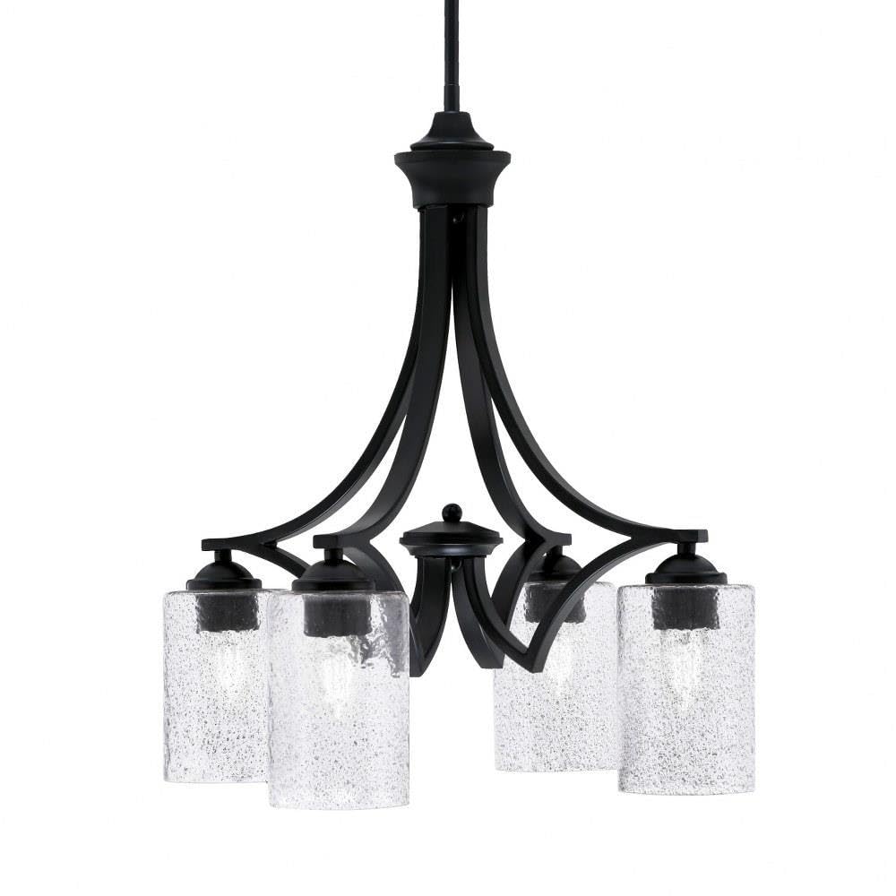 Toltec Lighting 568-Mb-3002 Zilo - 4 Light Downlight Chandelier-20.75 Inches Tall And 19 Inches Wide, Finish Color: Matte Black, Glass Color: Smoke Bubble