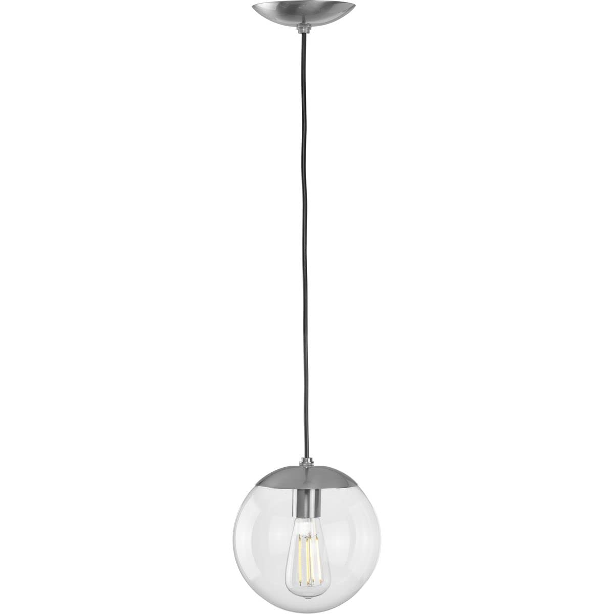Progress Lighting Atwell Collection 1-Light Pendant Light Brushed Nickel Clear Glass 8.75x8.00x8.00 Model P500309-009
