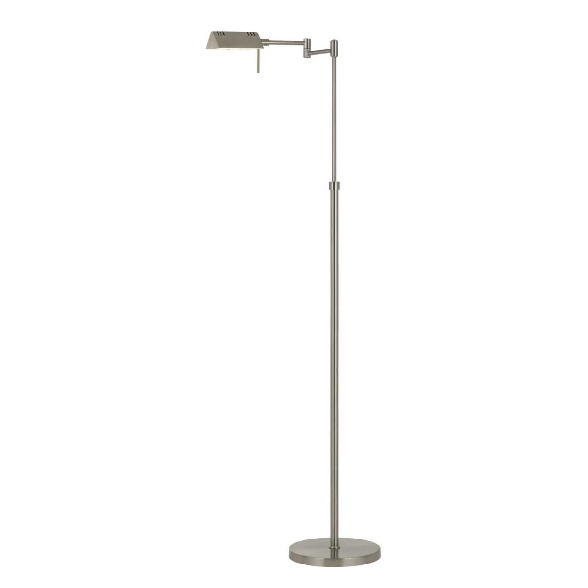 Homeroots Adjustable Swing Arm Floor Lamp, 61 In. Nickel Finish, Modern Lighting Solution