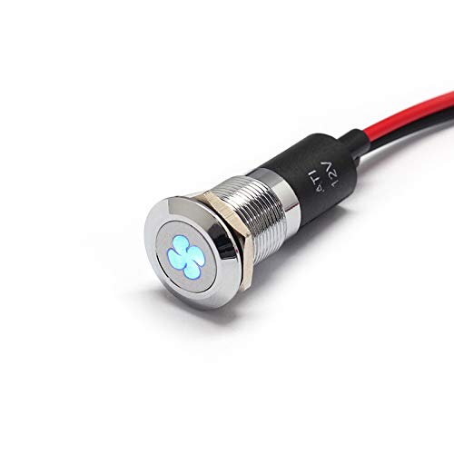 Alpinetech LED Metal Signal Indicator Pilot Dash Light 12mm 12V Fan (Blue)