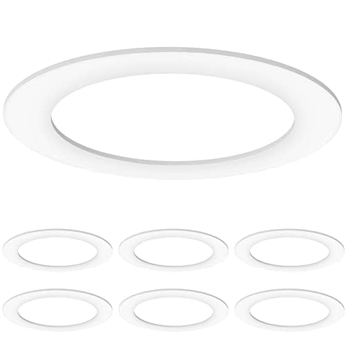 Sunco 6 Pack Goof Rings for 6 Inch Recessed Lights, Flush Mount White Can Light Trim Ring Cover, Outer Diameter 8.6 Inch, Inner 