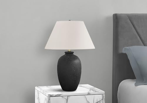 Monarch Specialties 9721 Lightingtable Lamp, Black Ceramic, Ivory/Cream Shade, Modern Lighting-24 H Table, 17&quot; L X 17&quot; W X 24&quot; H