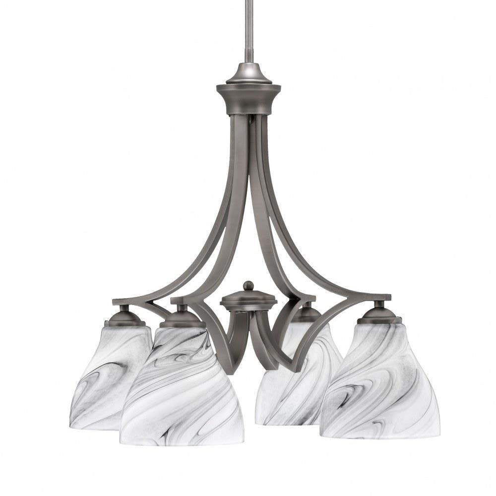 Toltec Lighting 568-Gp-4769 Zilo - 4 Light Downlight Chandelier-20.75 Inches Tall And 21.5 Inches Wide, Finish Color: Graphite, Glass Color: Onyx Swirl