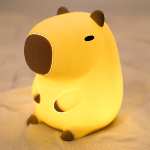 UNEEDE Capybara Night Light, Cute Animal Silicone Nursery Night Light Rechargeable Table Lamp Bedside Lamp with Touch Sensor for Bedrooms, Living Room