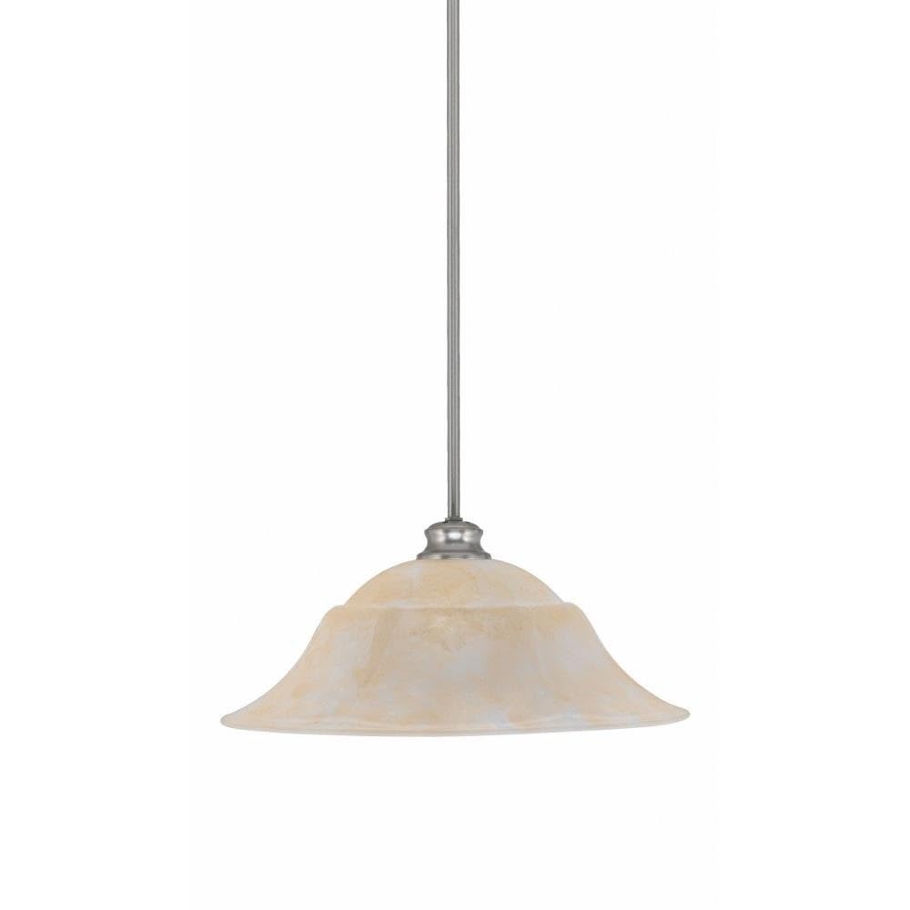 Toltec Lighting 72-BN-53813 Stem - 1 Light Pendant with Hang Straight Swivel-9.5 Inches Tall and 20 Inches Wide, Finish Color: Brushed Nickel, Glass Color: Amber Marble