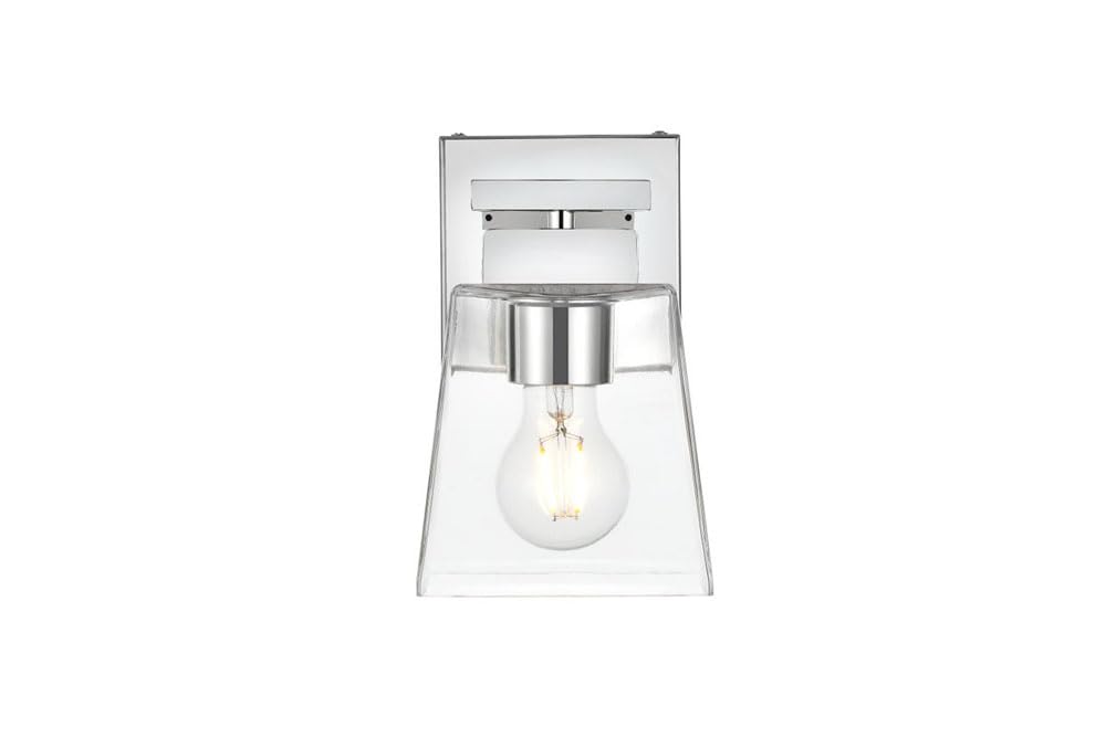 Living District Merrick 1-Light Iron & Glass Bath Sconce in Chrome/Clear