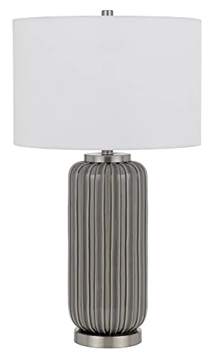 Cal Lighting BO-3034TB Ceramic Table Lamp with Hardback Drum Shade, 16inW x 29inH, Taupe