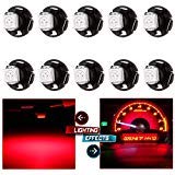 Cciyu 10 Pack Red 5050 Smd T5/T4.7 Neo Wedge Led Bulb 12Mm 12V Light Bulbs Replacement Fit For A/C Light