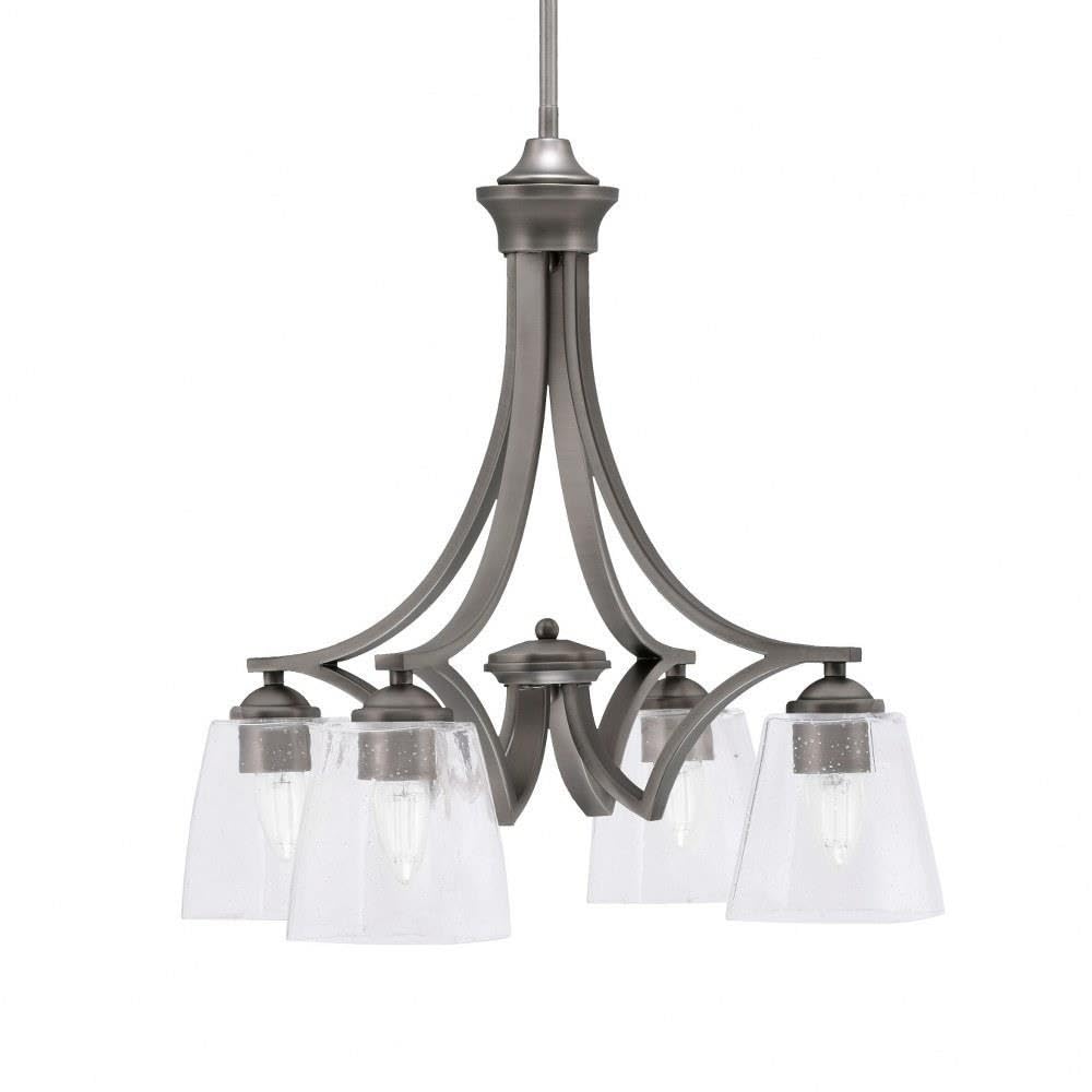 Toltec Lighting 568-Gp-461 Zilo - 4 Light Downlight Chandelier-20 Inches Tall And 20 Inches Wide, Finish Color: Graphite, Glass Color: Clear Bubble