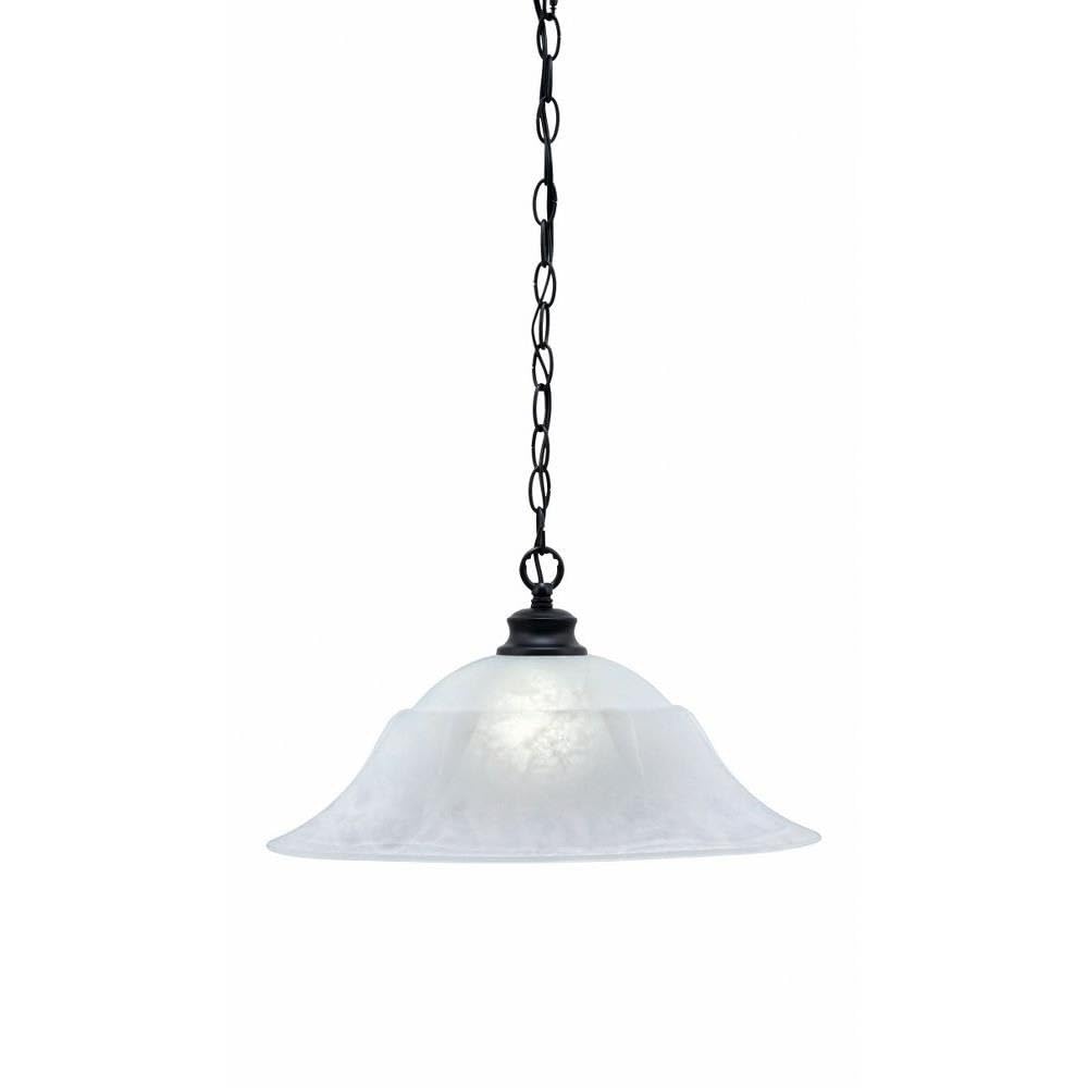 Toltec Lighting 92-MB-53815 Chain - 1 Light Chain Hung Pendant-10.25 Inches Tall and 20 Inches Wide, Finish Color: Matte Black, Glass Color: White Marble