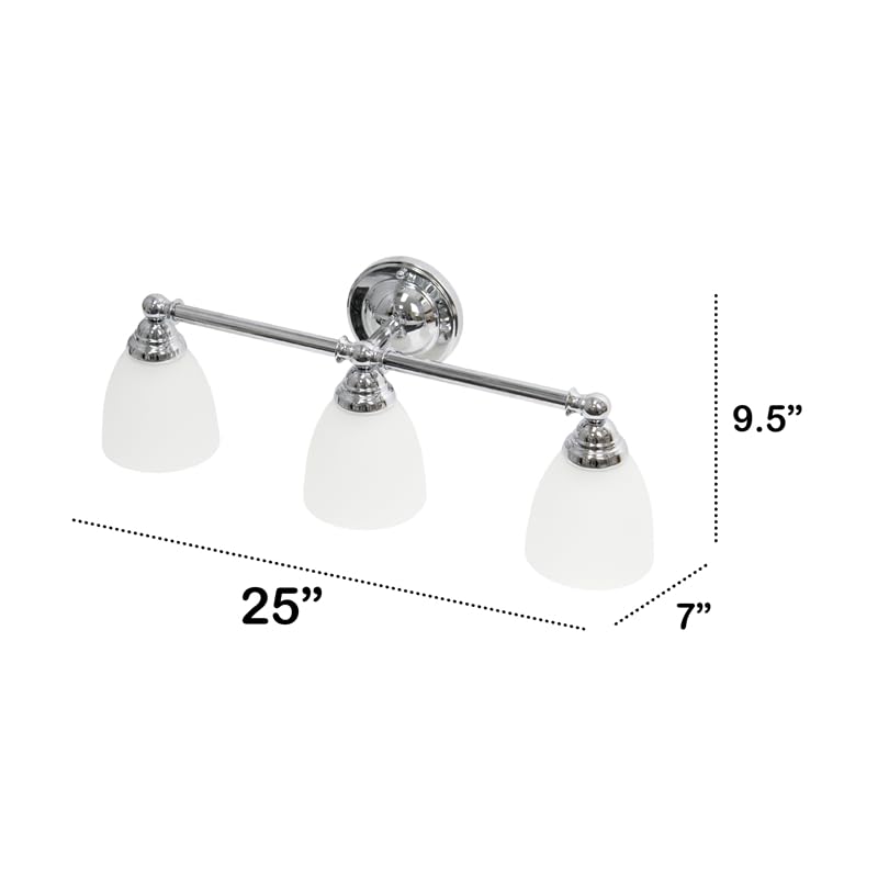 All The Rages 3-Light Metal & Glass Vanity Fixture, Chrome Finish