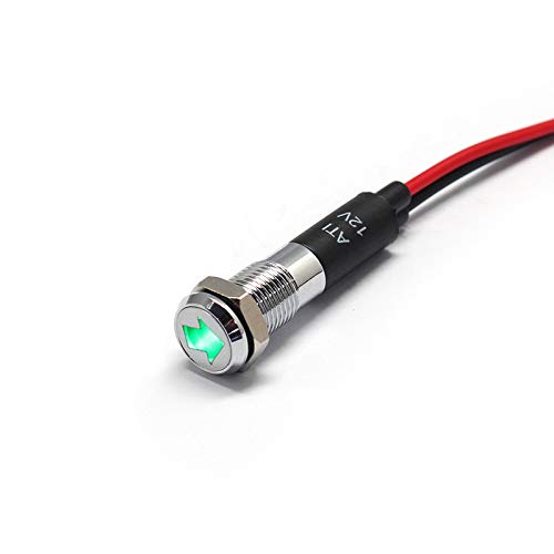 Alpinetech PL8MS 12V LED Metal Signal Indicator Dash Light, 8mm, Single Arrow