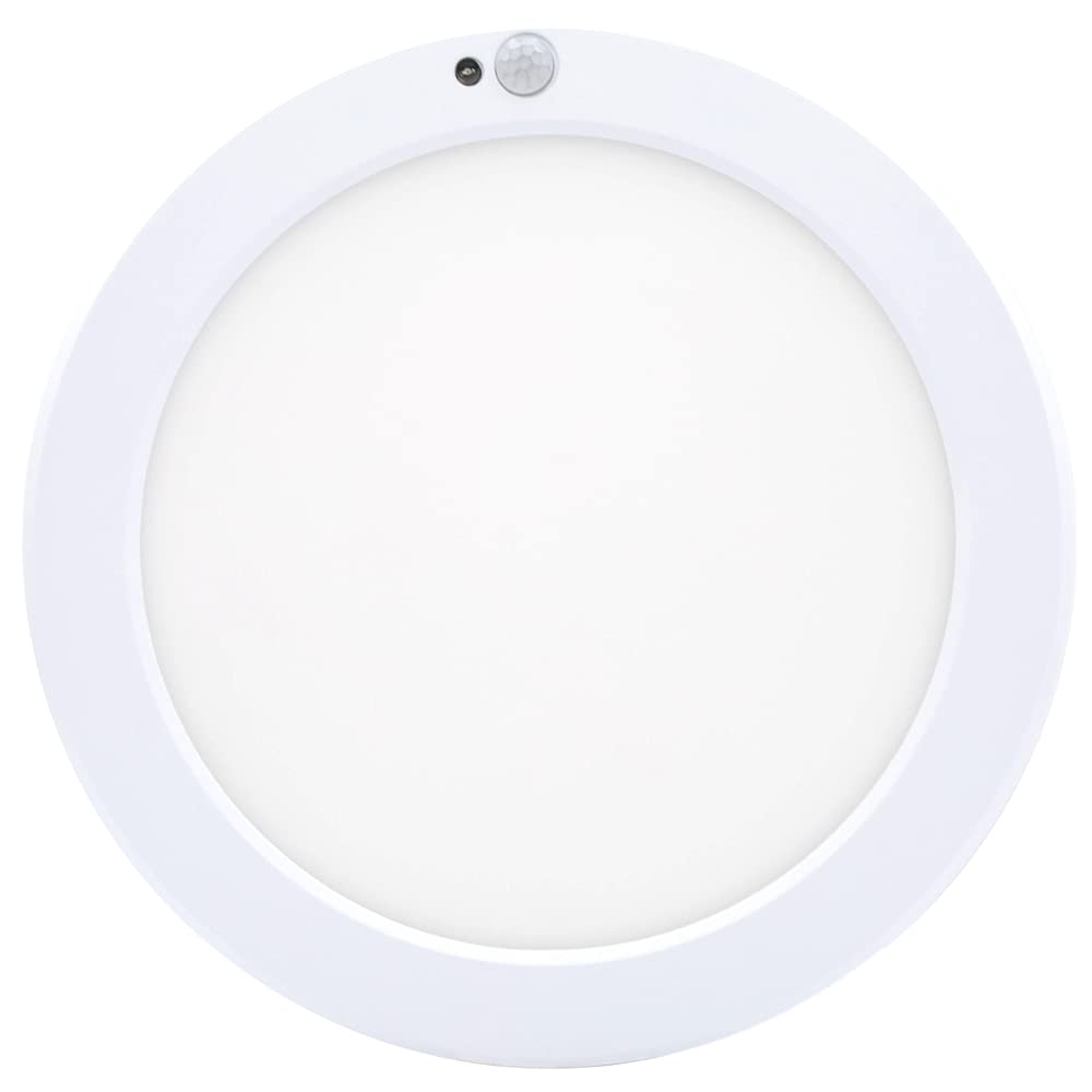 Maxxima 9 In. Round Ceiling Mount Light Fixture - Features Motion Sensor, 1500 Lumens, 3000K Warm White, Automatic Dusk To Dawn