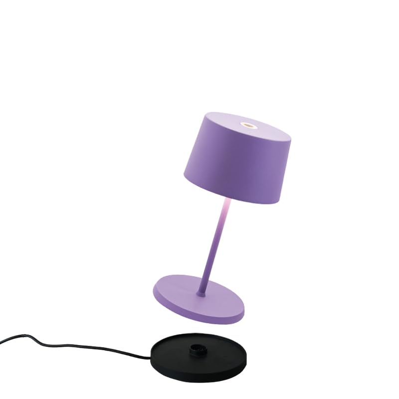 Zafferano Olivia Mini Lamp, Portable Rechargeable Table Lamp, Touch Control, 8.7 Inch, Aluminum, Lilac, Model LD0860L4