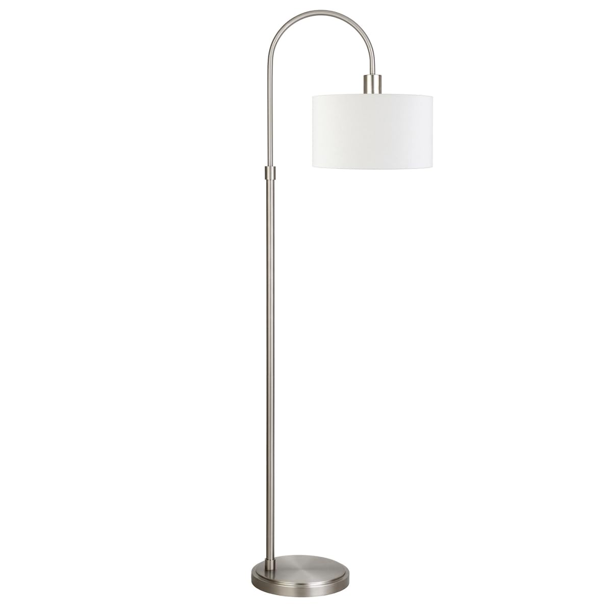 Homeroots 70 In. Arched Floor Lamp, White Frosted Glass Shade, Modern Nickel Finish
