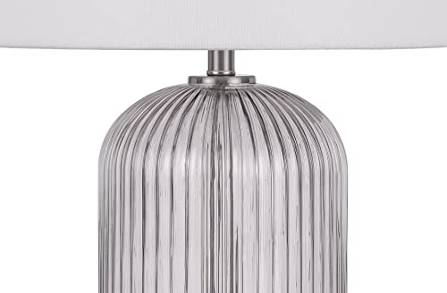Cal 150W 3 Way Table Lamp - Belleville Fluted Glass, Brushed Steel, Model BO-3047TB