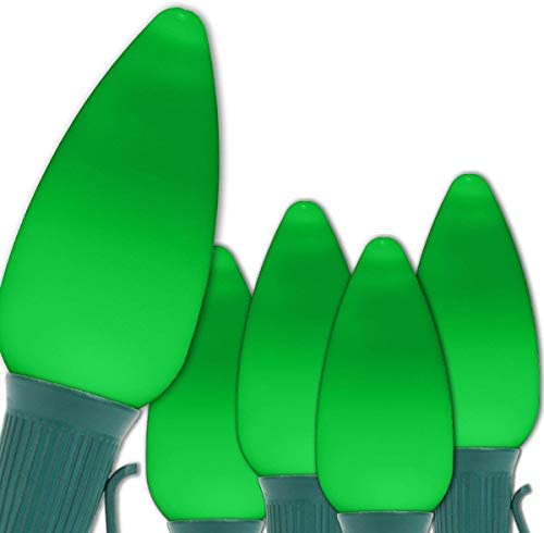Wintergreen Lighting C9 OptiCore LED Christmas String Lights, 25 ft, 25 Lights, Green Smooth/Opaque, Heavy Duty, Model 0840052168866