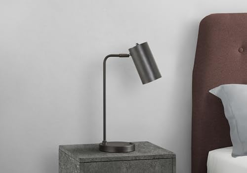Monarch Specialties 9645 Lightingtable Lamp, Usb Port Included, Grey Metal, Shade, Modern Lighting-18 H Table, 9.25&quot; L X 6.25&quot; W X 17.75&quot; H