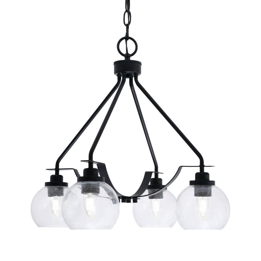 Toltec Lighting 2604-Mb-4100 Odyssey - 3 Light Downlight Chandelier-21.25 Inches Tall And 17.5 Inches Wide, Finish Color: Matte Black, Glass Color: Clear Bubble