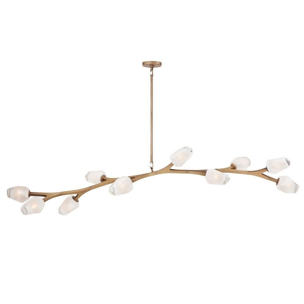 ET2 Lighting Blossom 10-Light 19 Pendant | Natural Aged Brass Finish | Steel & Clear and Frosted Glass | Transitional Hanging Pe