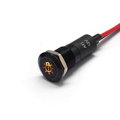 Alpinetech PLB12MS 12mm 12V LED Metal Signal Indicator Pilot Dash Light - Exterior Light Failure