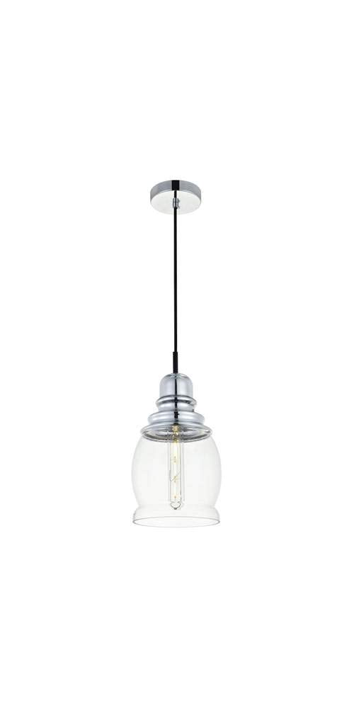 Elegant Lighting Kenna Chrome Pendant Light - Clear Glass, Modern Iron Design