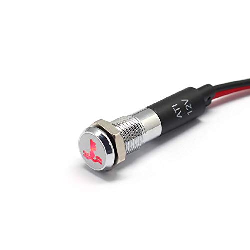 Alpinetech PL8MS 12V LED Metal Signal Indicator Dash Light - Temperature Warning 8mm 5/16in