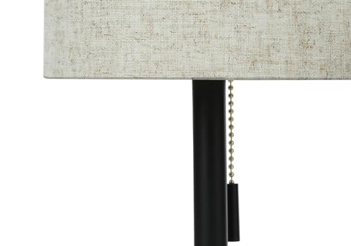 Monarch Specialties I 9650 Lighting, Set Of 2Table Lamp, Usb Port Included, Black Metal, Beige Shade