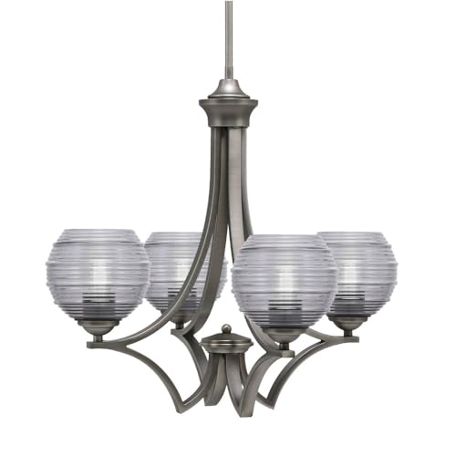Toltec Lighting 564-Gp-5112 Zilo - 4 Light Uplight Chandelier-19.75 Inches Tall And 21 Inches Wide, Finish Color: Graphite, Glass Color: Smoke Ribbed