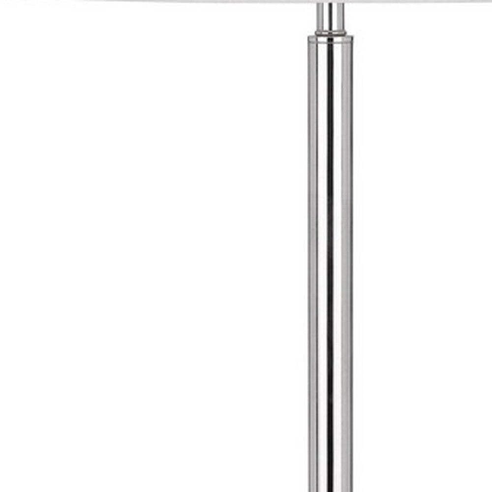 HomeRoots Tray Table Floor Lamp - 61 in. Height, Metal Base, White Transparent Glass Shade, Modern Design