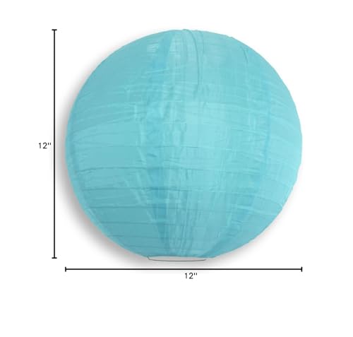 Paperlanternstore.Com 12 Inch Sky Blue Nylon Lantern, Even Ribbing, Durable, Hanging Decoration By Quasimoon