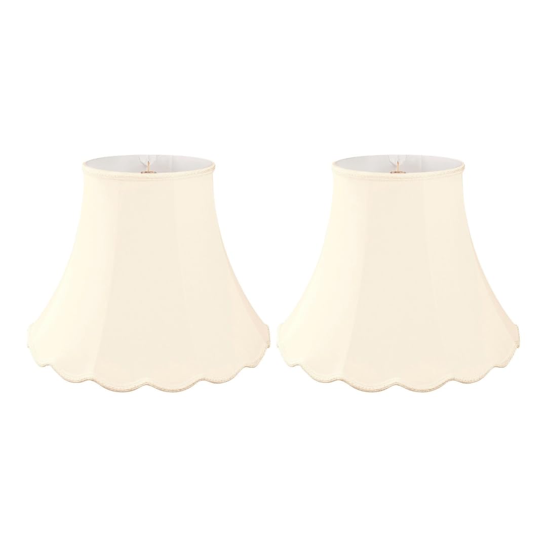 Royal Designs Scalloped Bell Designer Lamp Shade, Eggshell, 7 x 14 x 12.25, Set of 2