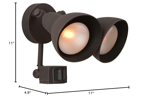 Craftmade Z402PM-RT Outdoor Flood Light with Motion Sensor, 2-Light, 200W, Rust Finish